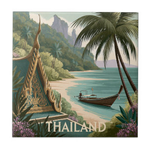 Azulejo De Cerâmica Ilustração Tropical da Tailândia