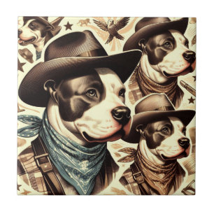 Azulejo De Cerâmica Ilustração Vintage American Pit Bull Terrier