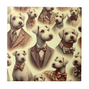 Azulejo De Cerâmica Ilustração Vintage Bedlington Terrier
