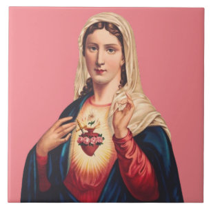 Azulejo De Cerâmica Imaculado Coração da Virgem Maria