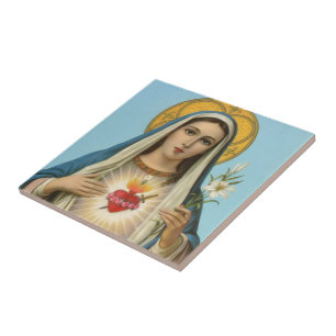 Azulejo De Cerâmica Imaculado Coração de Maria Nossa Senhora imagem re