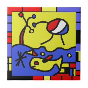 Azulejo De Cerâmica Imagem com peixes da arte moderna