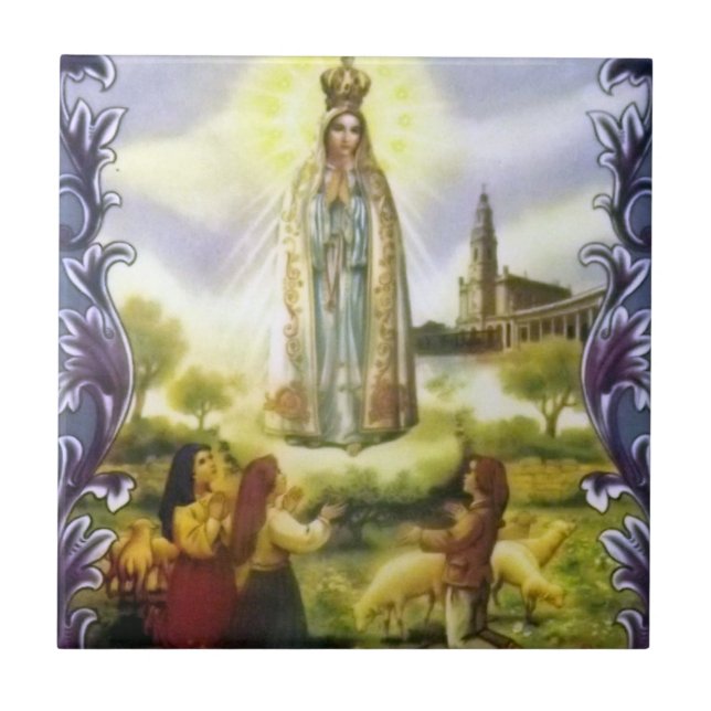 Azulejo De Cerâmica imagem da aparição Nossa Senhora da Fátima (Frente)