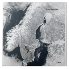 Azulejo De Cerâmica Imagem da NASA do Espaço: Escandinávia no inverno