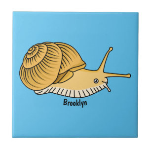 Azulejo De Cerâmica Imagem de desenho animado de caracol amarelo-bonit