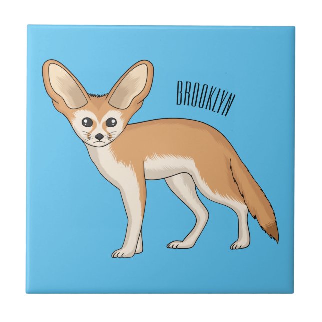 Azulejo De Cerâmica Imagem de desenho animado de fennec fox (Frente)