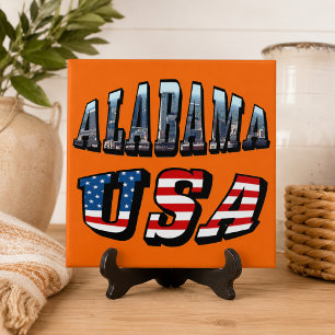 Azulejo De Cerâmica Imagem do Alabama e bandeira dos EUA Font