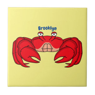 Azulejo De Cerâmica Imagem do desenho animado de caranguejo vermelho-b