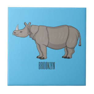 Azulejo De Cerâmica Imagem do desenho animado de Javan rhinoceros