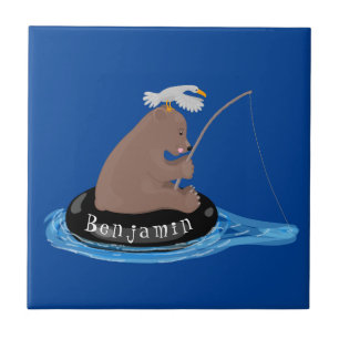 Azulejo De Cerâmica Imagem do desenho animado de pesca de filhotes de