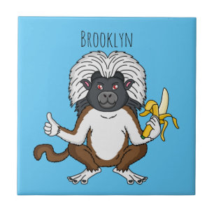 Azulejo De Cerâmica Imagem do desenho do macaco Cotton Top Tamarin