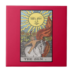 Azulejo De Cerâmica Imagem do tarot do cartão de The Sun