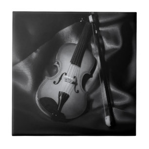 Azulejo De Cerâmica Imagem em preto e branco de um violino