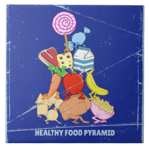 Azulejo De Cerâmica Imagem engraçada da pirâmide de comida saudável