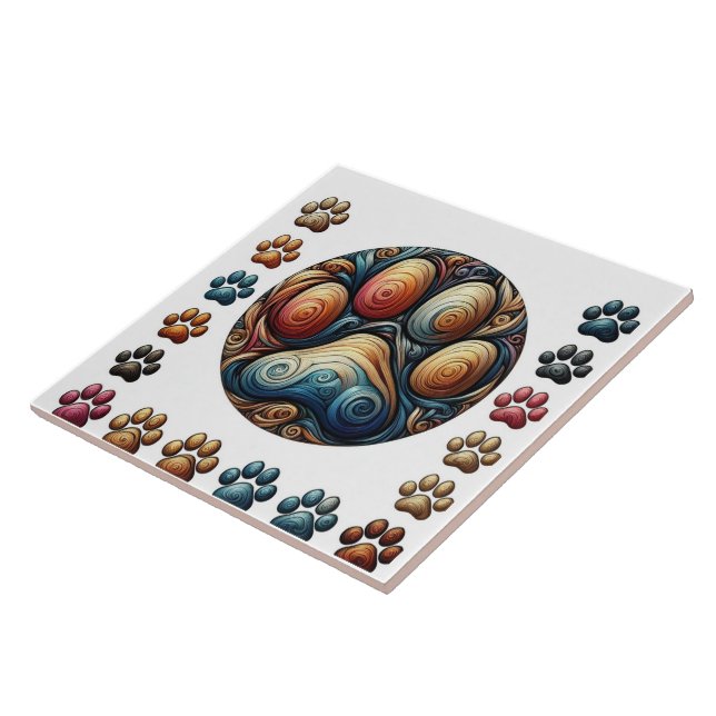 Azulejo De Cerâmica Imagino que a pata canina rodeada tenha impressão (Lateral)