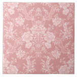 Azulejo De Cerâmica Imobilizante Romântico Chic Floral Damask-Pastel R<br><div class="desc">Design de damasco floral,  inspirado no legante vintage,  com flores cor-de-rosa pálido,  monocromáticas,  cor-de-rosa,  folheados e baloiços de delicadas fitas de legado. Este padrão é perfeito e pode ser dimensionado para cima ou para baixo.</div>