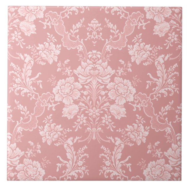 Azulejo De Cerâmica Imobilizante Romântico Chic Floral Damask-Pastel R (Frente)