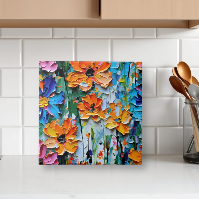 Azulejo De Cerâmica Impasto Flores de Óleo de Estilo em um Padrão Colo (Criador carregado)