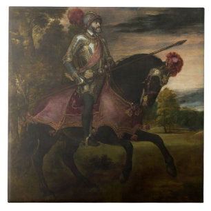 Azulejo De Cerâmica Imperador Charles V em Horseback (por Titian)