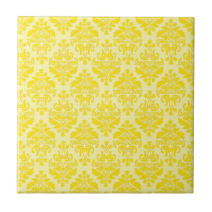 Azulejo De Cerâmica Império francês Damask in Yellow and Cream
