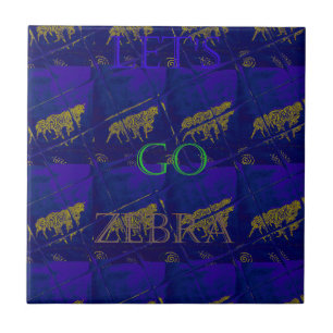 Azulejo De Cerâmica Impressão Abstrato "Vamos Ir Zebra" azul francês
