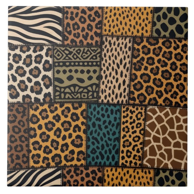 Azulejo De Cerâmica Impressão Animal de Patchwork (Frente)