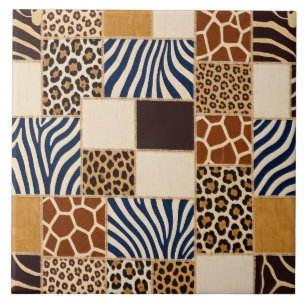 Azulejo De Cerâmica Impressão Animal de Patchwork