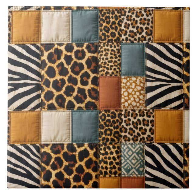 Azulejo De Cerâmica Impressão Animal de Patchwork (Frente)