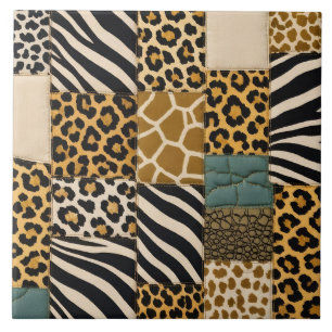 Azulejo De Cerâmica Impressão Animal em Patchwork
