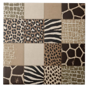 Azulejo De Cerâmica Impressão Animal em Patchwork