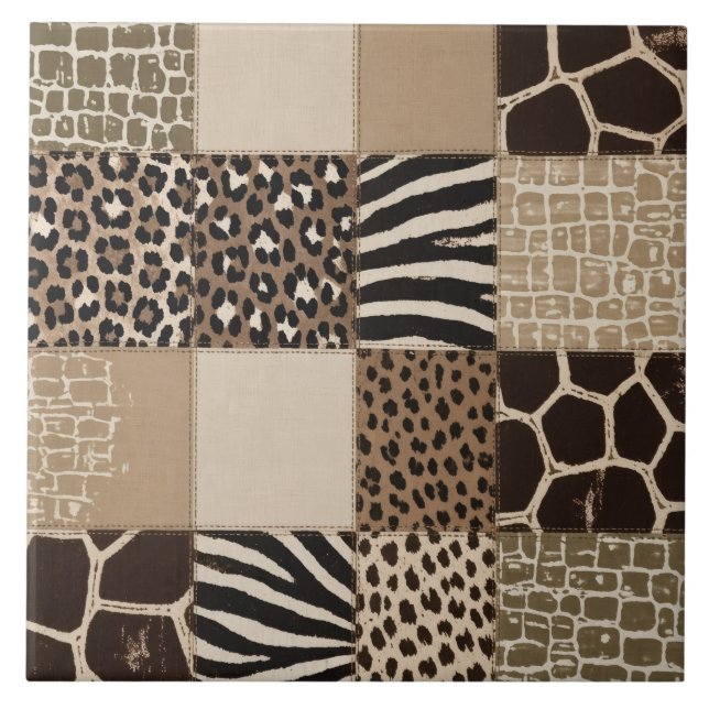 Azulejo De Cerâmica Impressão Animal em Patchwork (Frente)
