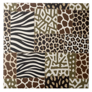 Azulejo De Cerâmica Impressão Animal em Patchwork