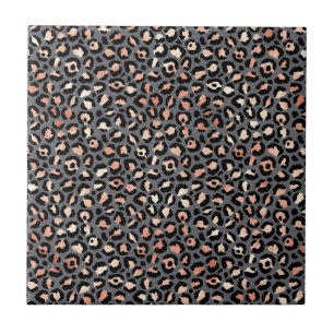 Azulejo De Cerâmica Impressão Animal Manchas de Leopardo Preto Rosa An