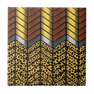 Azulejo De Cerâmica Impressão Animal Moderna Zigzag Chevron Cheetah