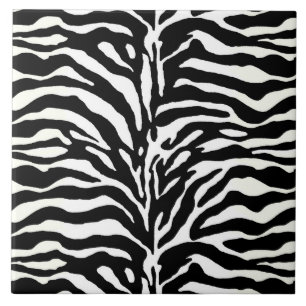 Azulejo De Cerâmica Impressão animal selvagem, zebra em preto e branc