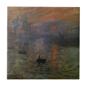 Azulejo De Cerâmica Impressão Aumento do sol por Claude Monet, Vintage