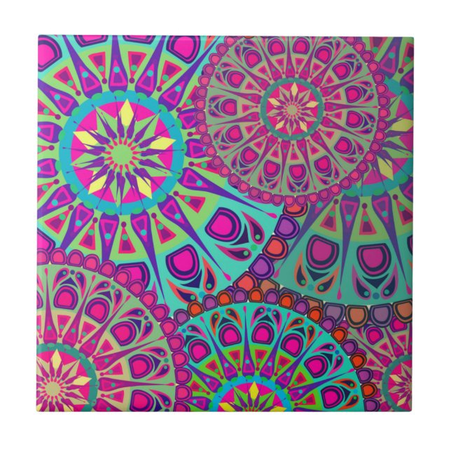Azulejo De Cerâmica Impressão bonito da mandala (Frente)