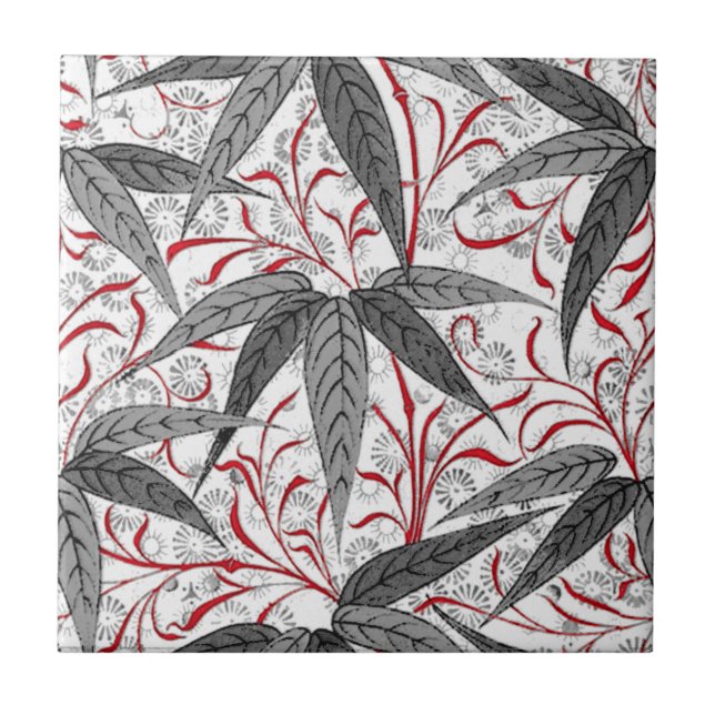 Azulejo De Cerâmica Impressão, cinzas e branco de bambu de William (Frente)