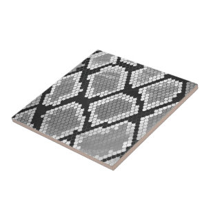 Azulejo De Cerâmica Impressão cobra, branco e preto