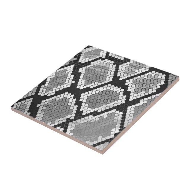 Azulejo De Cerâmica Impressão cobra, branco e preto (Lateral)