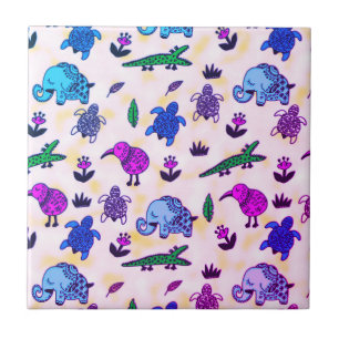 Azulejo De Cerâmica Impressão colorida em animais