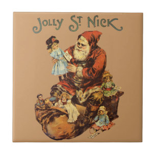 Azulejo De Cerâmica Impressão da arte do St. Nickn de Papai Noel do