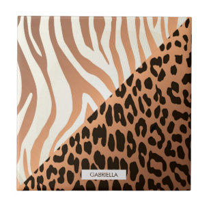 Azulejo De Cerâmica Impressão da zebra e do leopardo