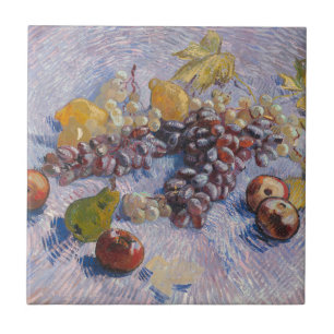 Azulejo De Cerâmica Impressão de Arte de Natureza Morta de Uvas e Maçã