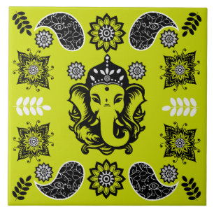 Azulejo De Cerâmica Impressão de Arte Hindu com Tema Ganesha