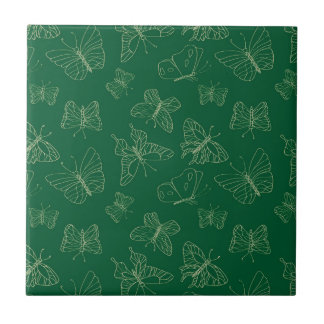 Azulejo De Cerâmica Impressão de Borboleta Verde Escura, Cerami Inspir