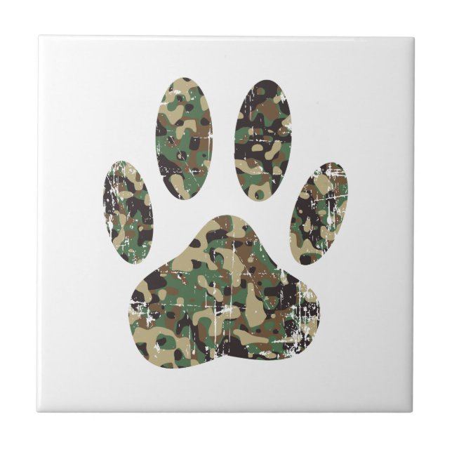 Azulejo De Cerâmica Impressão de Cachorro de Camo Distante (Frente)
