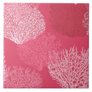 Azulejo De Cerâmica Impressão de coral do ventilador, tons de coral co