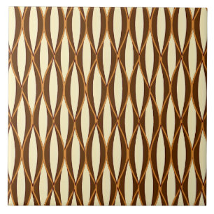 Azulejo De Cerâmica Impressão de fita do século médio - castanho e cre