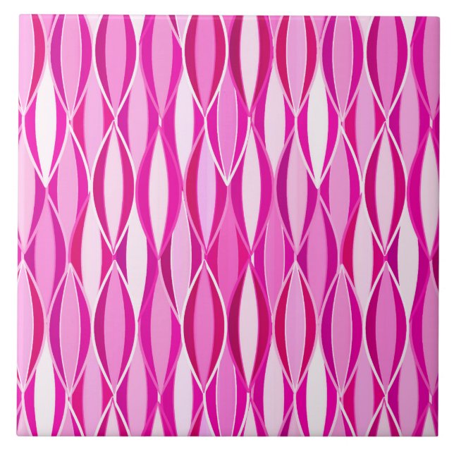 Azulejo De Cerâmica Impressão de fita do século médio - tons magenta c (Frente)